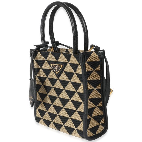 Prada Beige Black Jacquard Symbole Mini Bag - Picture 2 of 6
